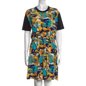 NWT Louis Vuitton knee length multi colored silk and cotton dress
